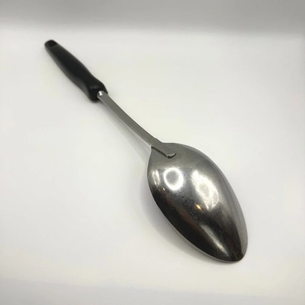 Vintage Ekco Stainless Steel Serving Spoon Faux Wood‎ Grain Handle Made in USA
